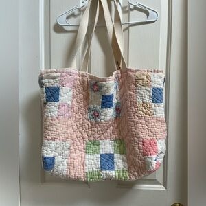 Handmade 9 Patch Quilt Quilted Tote Bag Patchwork Large